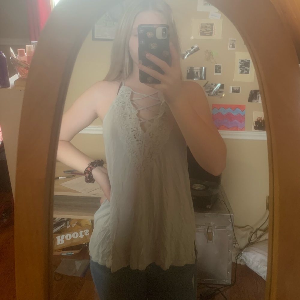 American eagle lace up tank